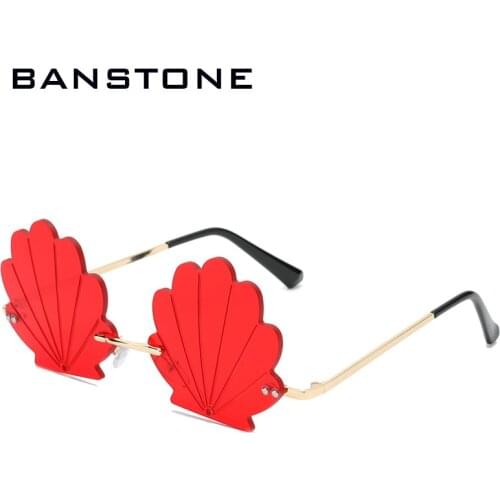 Women Rimless Sunglasses 2021 Vintage Shell Sunglasses Metal Frameless Funny Party Sun Glasses Female Colorful Shades Oculos