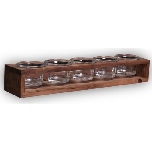 Folk Bookstore 5'li Glass Candle Holder with Wood