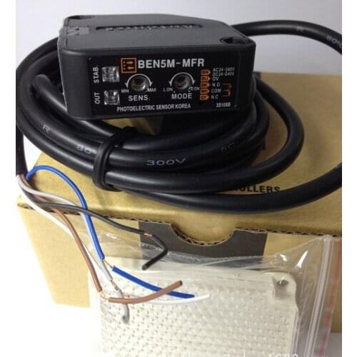 BEN5M-MFR Mirror reflector type frared ray photoelectric sensor switch, ac dc relay output adjustable photo sensor distance 5m