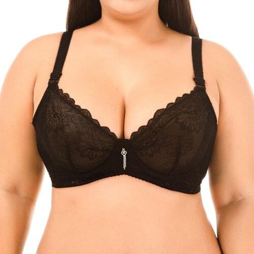 French Style Light Weight Women Lace Bra Breathable Back Closure Adjustable Strap Soft Deep V Thin Lingerie Top 85C 90C 95C 100C