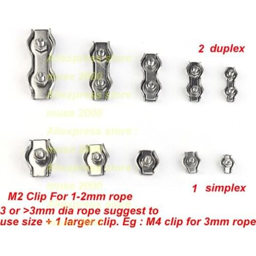 M2 M3 M4 M5 M6 M8 M10 Twist wire rope duplex rope clip 304 steel hardware hooker hanger photo frame fastener ending tip