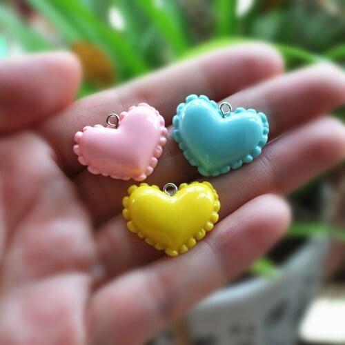 Materials For DIY Phone Decoration 18pcs Cute Resin Cabochon Charms Necklace Heart Pendant