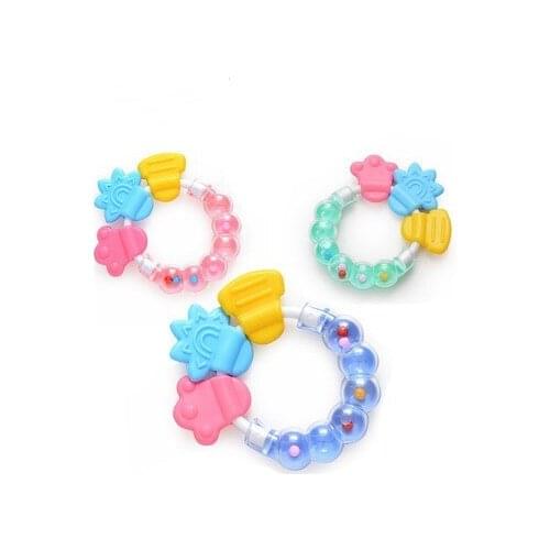 Cartoon Baby Teether Educational Toys Bite Baby Rattle Round Teether Bed Silica gel Hand Bell rattle Christmas Toy