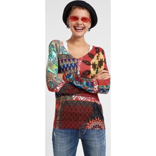 Spanish new shoulder sexy lace stitching spring and autumn T-shirt