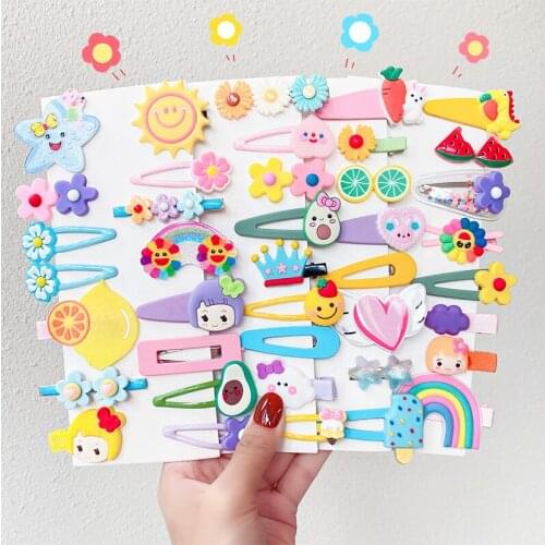 Duck girl cartoon lovely flowers rabbit suit bang broken hair edge baby tire female animals fruit BB clip to children