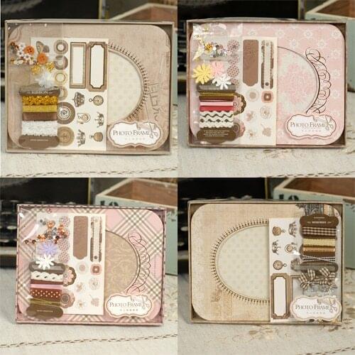 Vintage picture frame oval desk photo frame making kit,home decoration paper photo frame
