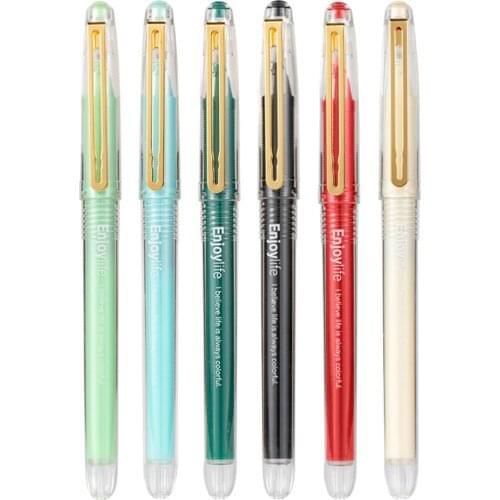 Enjoy Life Beautiful Liquid Ink Neon Colors 0.5mm Gel Pen Set For Back to School Girls Kawaii School Supplies Black Student Pen