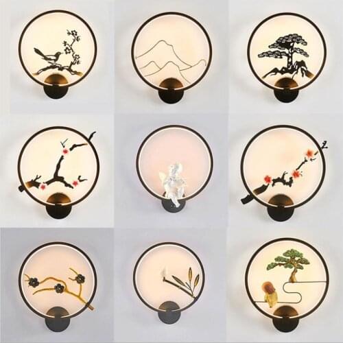 New Chinese style wall lamp retro Chinese style Zen living room background wall