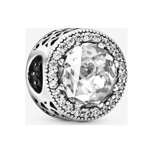 925 Sterling Silver Shiny Transparent Charm Fit Original 3mm Bracelet&Bangle Making Fashion DIY Jewelry For Women