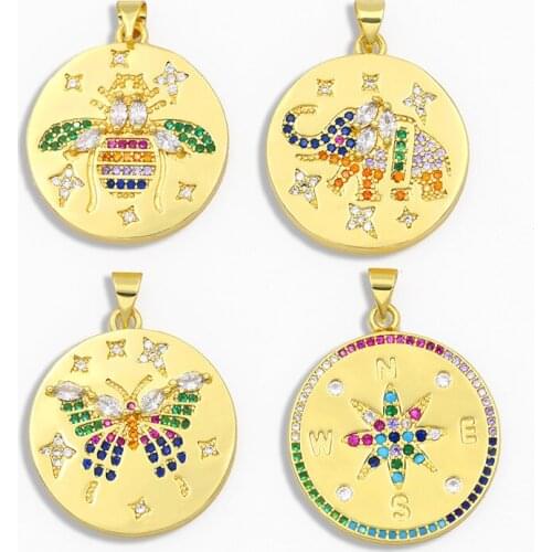 OCESRIO DIY Gold Filled Butterfly Pendant Decoration For White Stone Bee Pendant CZ Nacklace Jewelry Making Supplies pdta020