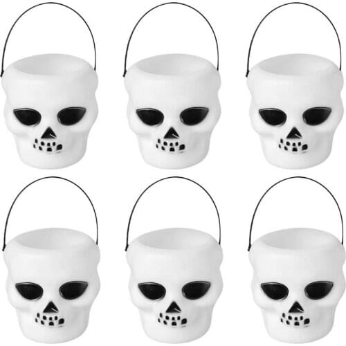 Halloween Candy Buckets Skull Bucket Skull Shape Candy Holder Pot Halloween Kids Trick Or Treat Props Halloween Party Cauldron