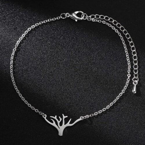 QIMING Peace Tree Of Life Bracelets Women Dainty Stainless Steel Jewelry Gold Branch Tree Bohemia Bracelet Bangle