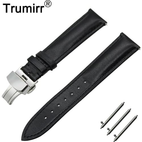 22mm Genuine Leather Watch Band Quick Release Strap for Samsung Gear S3 Classic / Frontier Butterfly Buckle Wrist Belt Bracelet