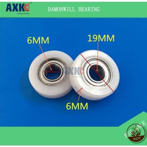 Plastic coated rubber wheel 6*19*6POM with screw thread bearing 696 positioning guide theory nylon wheel pulley 4PCS