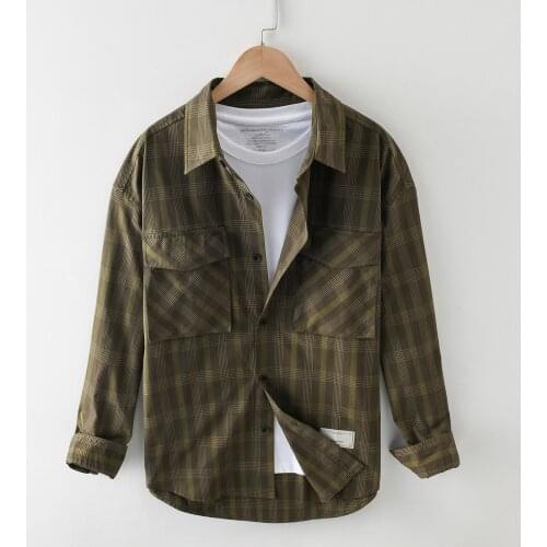 100% cotton Oxford cloth mens plaid long sleeved shirt spring and autumn mens casual long sleeved mens mens shirts