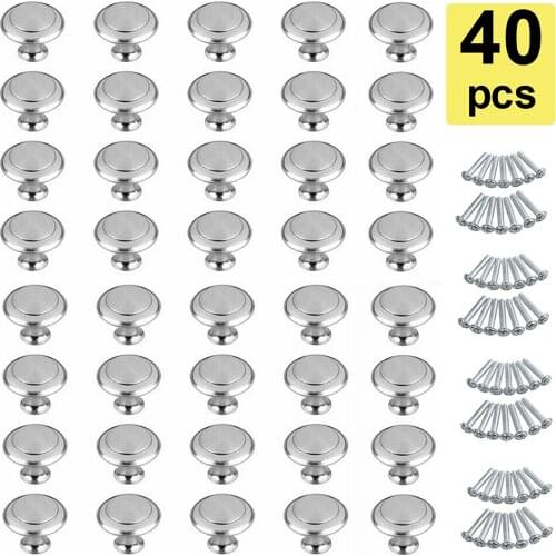 40pcs Stainless Steel Door Drawer Knobs Kitchen Cabinet Handle Dresser Pulls With Screws For Cabinet, Drawer, Chest, Bin