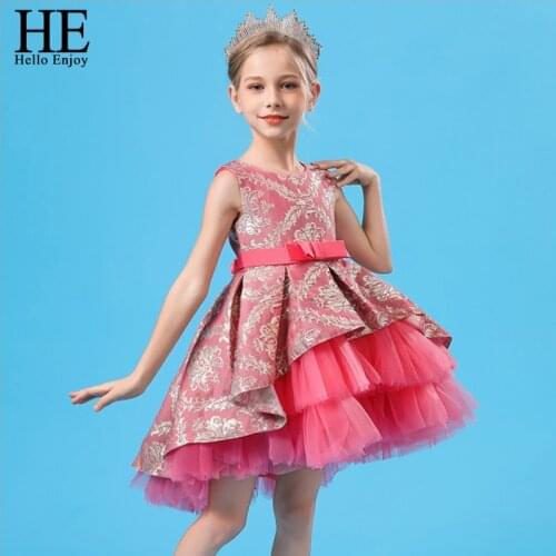 HE Hello Enjoy Flower Vintage Embroidery Baby Dress Ceremony Clothing Party Elegant Wear Girls Princess Dress Kids Vestidos