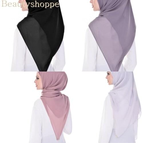 Plain Color Square Tassel Viscose Shawl Scarf Women Wraps and Shawls Pashmina Muslim Hijab Echarpe Foulard 110*110Cm
