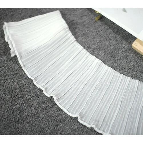Black White Chiffon Lace Fabric Wedding Deco Fold Lace Trim Clothing Accessories 10cm Width