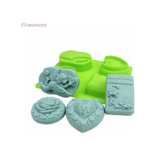 Tree Shaped Thick Rounded Rectangle Heart Silicone Handmade Soap Molds 4 Different Lattices Candle Soap Silicone Mold