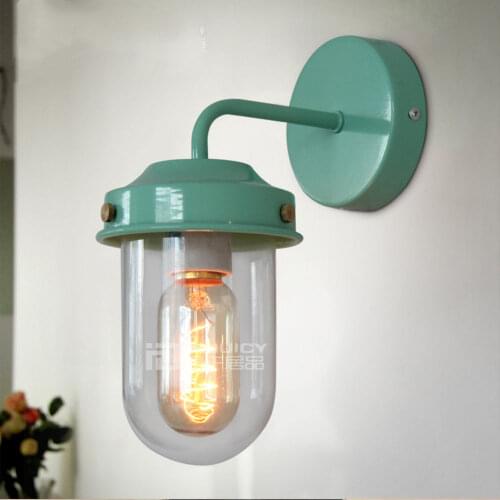 Nordic Vintage Industrial Iron Glass Cafe Bar Loft Bedroom Wall Lamp Store Club