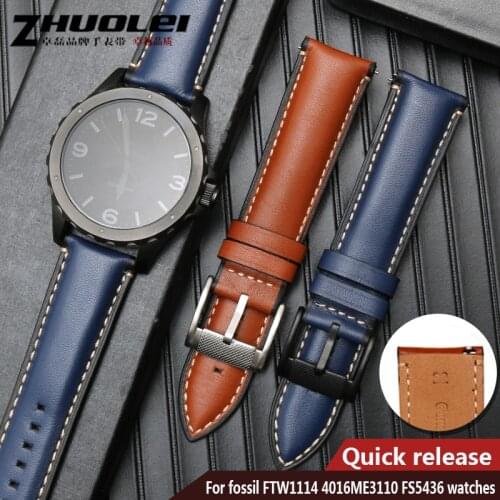 Quick release genuineLeather watch strap for fossil FTW1114 4016ME3110 FS5436 24 20 22mm watchband for huawei pro 2 gear S2 S3