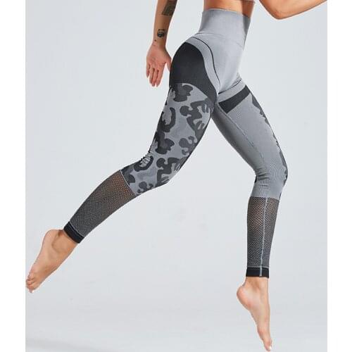 Zhangyunuo Camo Seamless Leggings Gym Mesh Trousers Yoga Workout Sports Hollow Pants High Waist Energy Legging Sport Fitness