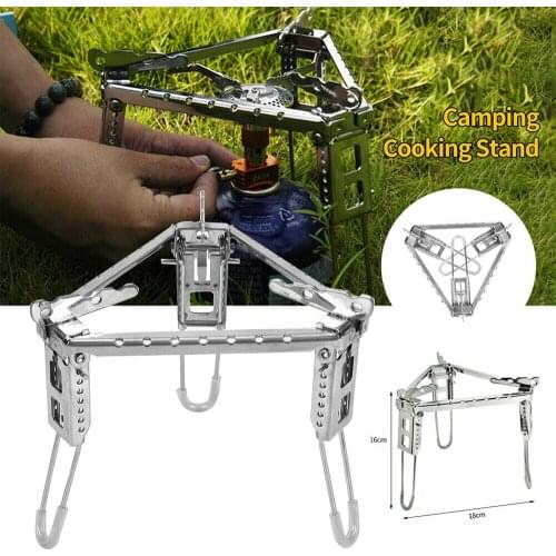 1pcs Outdoor Portable Folding Pot Rack Silver Stainless Steel Grill High Temperature Resistant Camping Picnic Triangle Stove