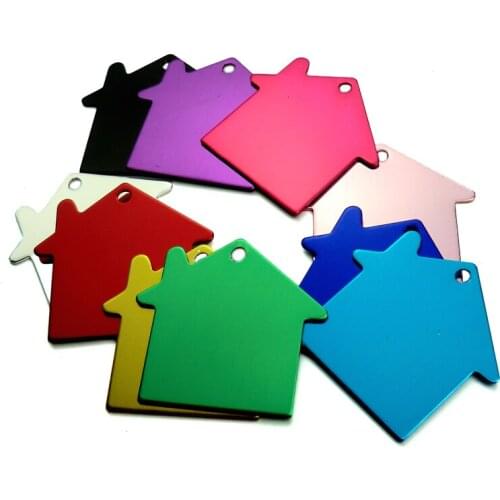 100pcs Houes shape Aluminum Pet Name ID Tag Accessories For Dogs Cats Puppy Name Phone Number ID Tag Pet Supplies ID Tags Collar