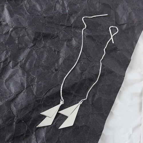 2021 New Geometric Triangle Stud Earrings Wire Temperament Contracted And Pure And Fresh And Lovely Women Long Earrings