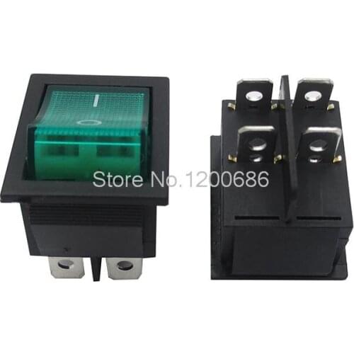 4 feet 16A 250V 31x25mm green with light switch KCD4 Rocker switch Rocker switch