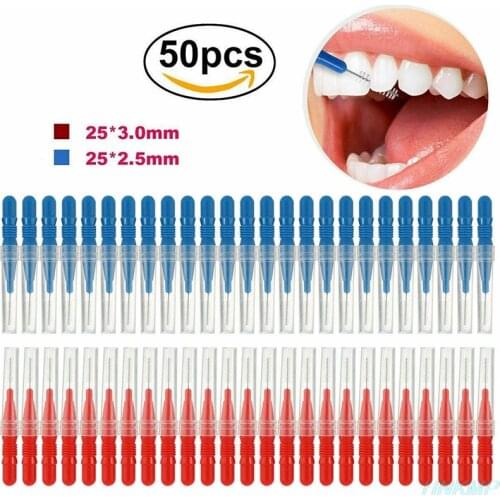 50PCS/lot Oral Hygiene Dental Toothpick Tooth Pick Brush Teeth Cleaning Tooth Flossing Head Soft Interdental Brush Eco-friendly