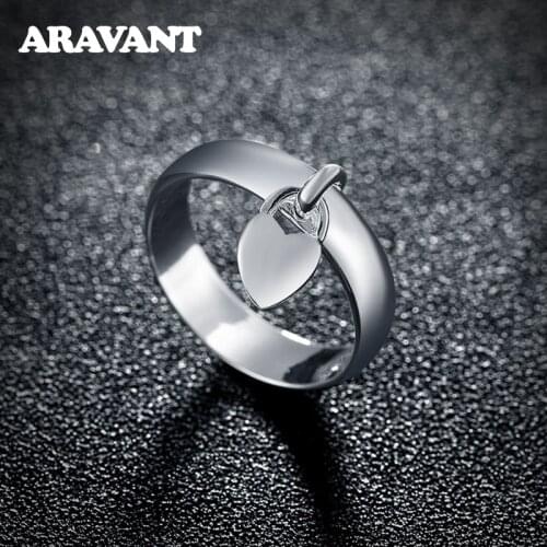 925 Silver Wedding Band Rings For Women Heart Lock Ring Jewelry