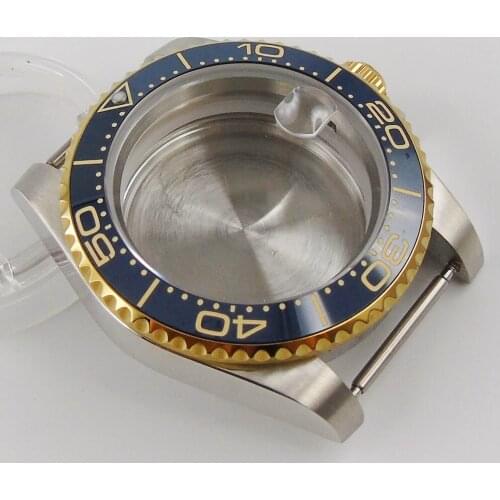 Fit NH35A NH36A 40mm Mechanical Watch Case Seeing Glass Back Ceramic Insert Flat Sapphire Crystal Steel