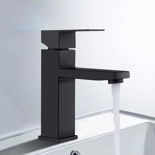 Black Square Bathroom Sink Faucet Single Handle Basin Faucet Wash Tap Bathroom Toilet Deck Mounted Basin Tap