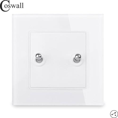 Coswall Simple Fashion Crystal Glass Frame 2 Gang 2 Way Toggle Switch Pass Through On / Off Stair Wall Light Switch Switched