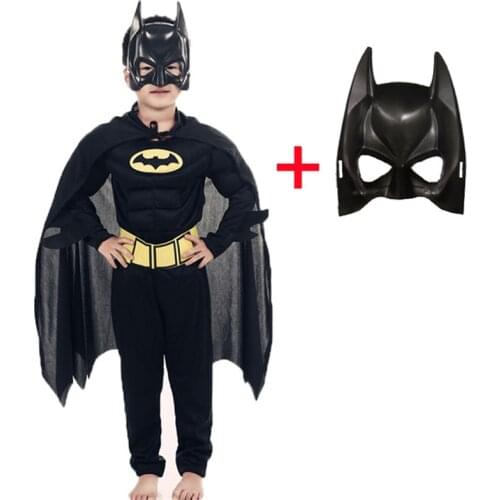 Children Vampire Muscle Bat man Costumes & Masks Cape Boy Superhero Cosplay Halloween Masquerade Party Costume