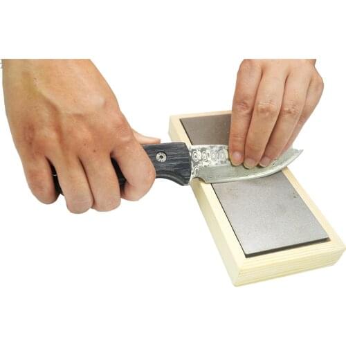 600/1200 Grit Double Sided Diamond whetstone Polishing Block Whetstone ceramic Knife Tool Wood non-slip base