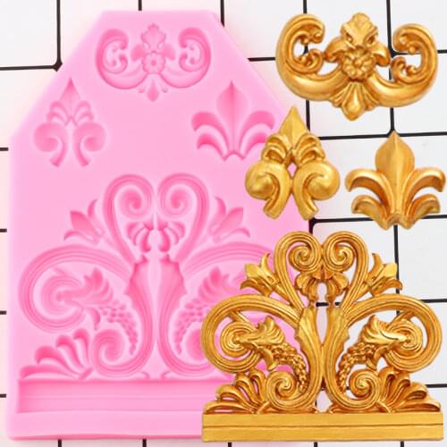 European Baroque Relief Border Silicone Mold Frame Cupcake Topper Fondant Cake Decorating Tools Candy Chocolate Gumpaste Moulds