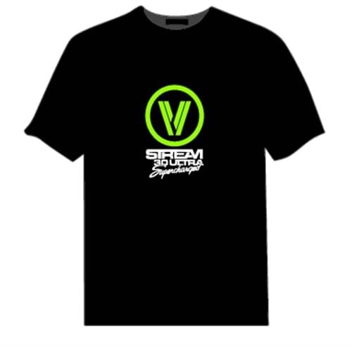 Customized logo EL glowing panel t shirt light up led Music sound activated flashing el panel t-shirt