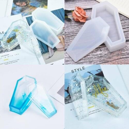 Coffin Trinket Box Silicone Mold Halloween Gothic Container Mold Kawaii Goth Resin Art Supplies Silicone Mold For Resin Making