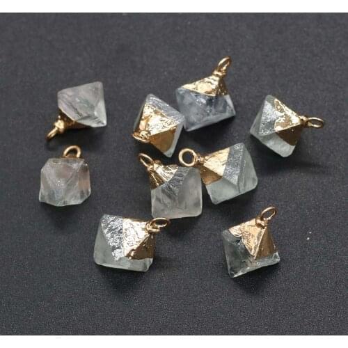 Natural Section Crystal Pendants Charms Rhombus Crystal Pendants for Jewelry Making DIY Accessories Fit Necklaces Size 14x18mm