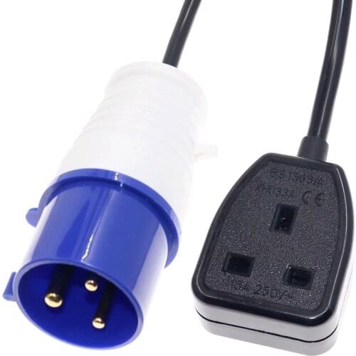 IEC309 332P6 to British Outlet Socket, connect the UK BS1363 Plug to the 332C6 Receptacle Power Cable Cord, 3G1.5mm Wire guage