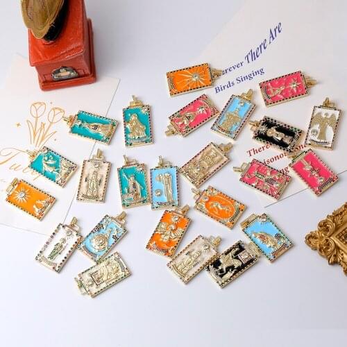 Juya Handicraft Pendants Supplies Handmade Colorful Enamel Greek Gods Evil Eye Moon Star Charms For DIY Collar Jewelry Making