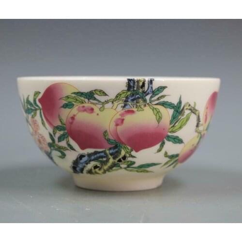 Chinese Jingdezhen Porcelain Famille Rose Nine Peach Bowl