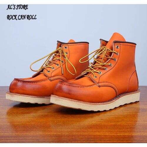 LL875 RockCanRoll Size 35-50 Super Top Quality Genuine Italian Cow Leather Handmade Goodyear Welted Classic Durable Rider Boots