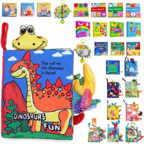 Baby Soft Cloth Book Portable Infant Early Educational Bath Quiet Book Interactive Cartoon Animal Tails Books First Book