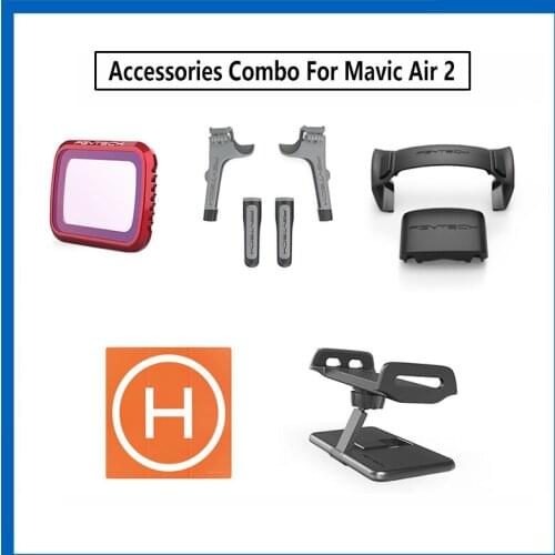 PGYTECH Mavic Air 2 Accessories Combo Landing Gear Extensions+Propeller Holder+Landing Pad+Pad Holder+UV Filter for Mavic Air 2