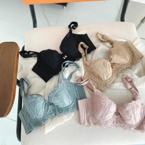 75-95 ABC Cup Push Up Cotton Full Lace Adjustable Brassiere Panties Set Thin Cup Bra and Brief Set Underwear Women Lingerie Suit