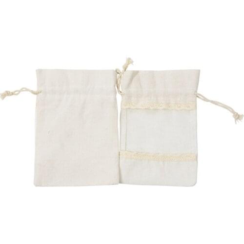 20Pcs Flax Organza Bags Burlap Drawstring Pouch Christmas Gifts Bag Wedding Party Bags for Coffee Beans for Christmas Crafts